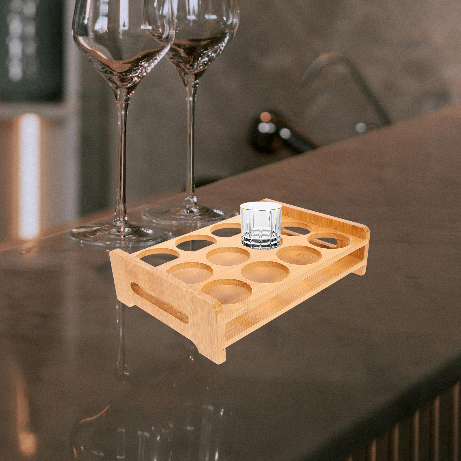 Wine In Beer Glass - Bamboe Shotglaasjes Houder Display Stand Veelzijdig