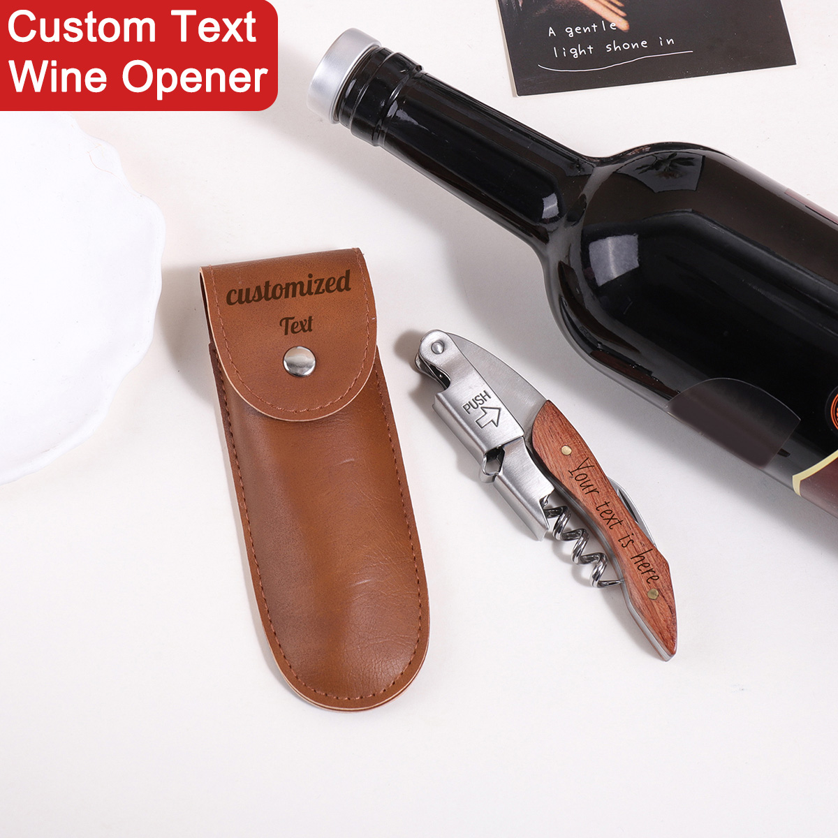 Houten handvat gepersonaliseer - Wine With Beer Name recensie en prijs